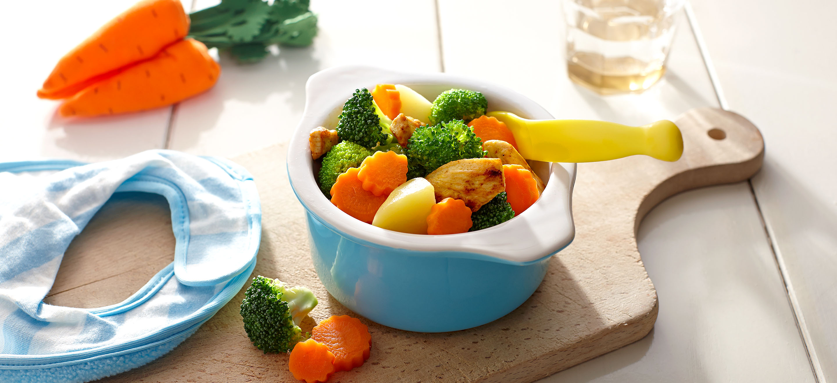 Brocolis aux carottes et à la dinde pour bébé