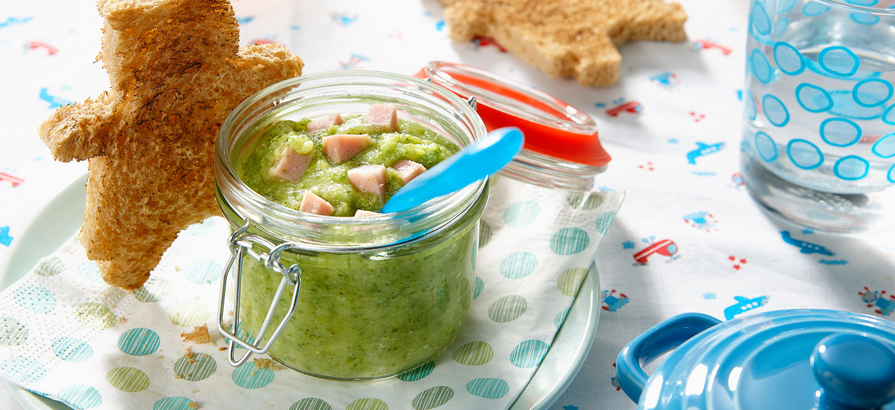 Soupe de brocoli au jambon pour enfant